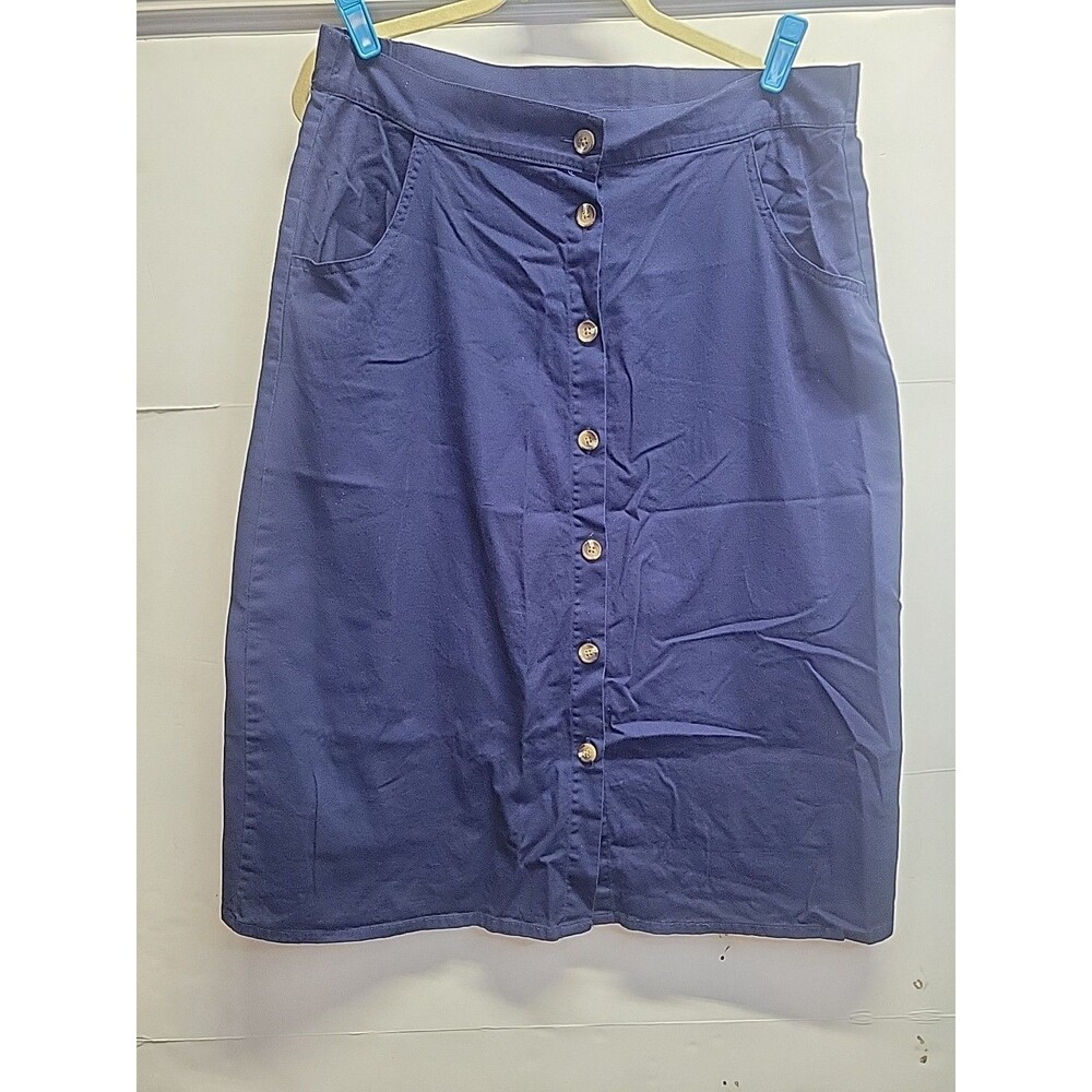 Jennifer Lauren Button Down Blue 100% Cotton Skirt Sz XL‎
